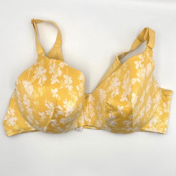 Cacique Other - Cacique Yellow Floral Lightly Lined Balconette Bra 42DD Underwire Adjustable